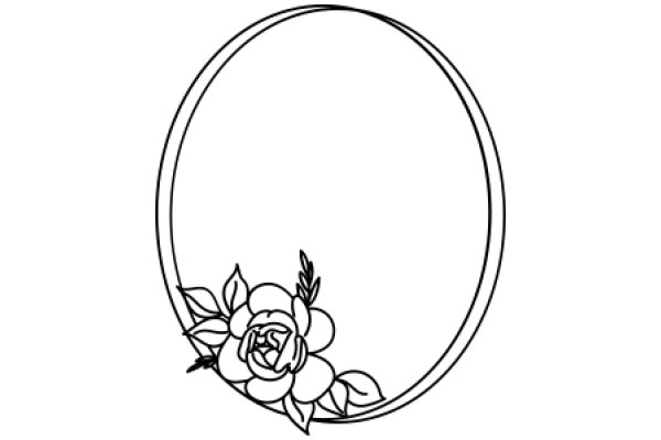 A Rose with Leaves, Encircled by a Simple Line