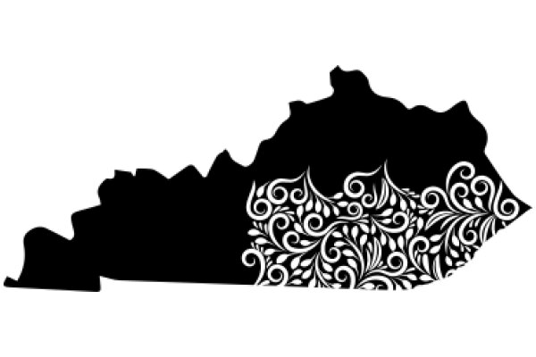 Stylized Map of a State with Floral Designs