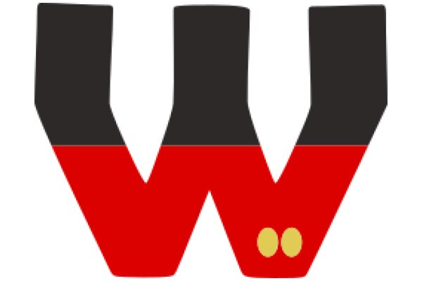 Stylized Letter 'W' with Red and Black Design