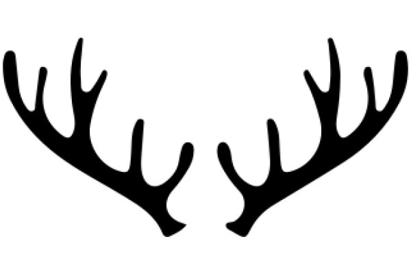 Stylized Black Deer Antlers on a White Background