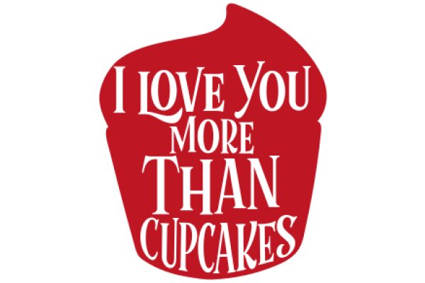 Red Cupcake with White Text: 'I Love You More Than Cupcakes'