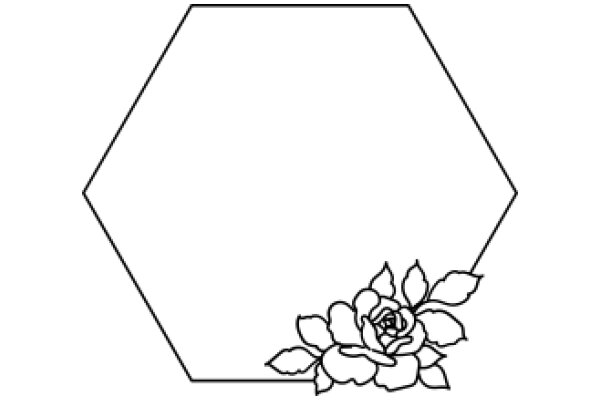 A Simple Line Drawing of a Rose