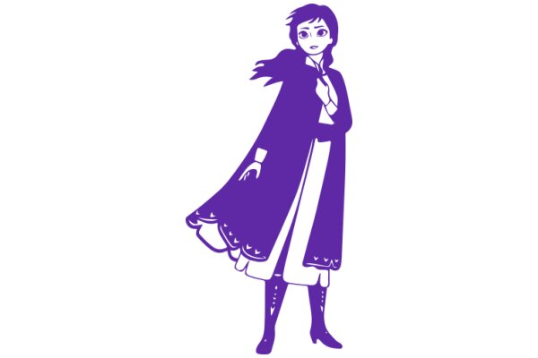 Stylish Anime Character in a Purple Cape and Boots