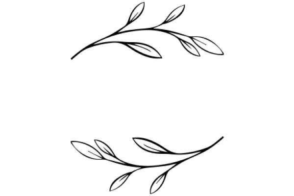 Simplistic Line Art of a Branch with Leaves