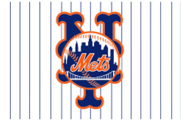 New York Mets Baseball Team Logo on Blue and White Striped Background