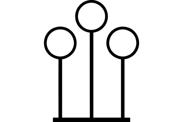 A Simple Line Drawing of Four Circles on Stands