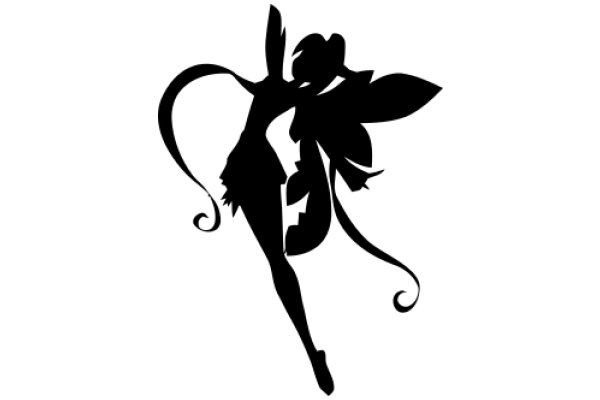 Silhouette of a Dancer with a Flower: A Artwork