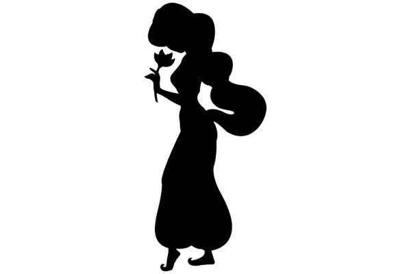 Silhouette of a Woman Holding a Flower