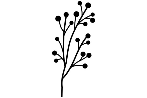 Simplistic Line Art of a Tree with Spherical Fruit