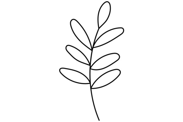 Simplistic Line Drawing of a Leaf