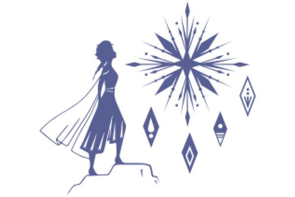 A Silhouette of a Heroine Amidst a Starburst of Symbols