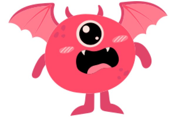 Vivid Pink Monster with Wide Eyes and Spiky Horns