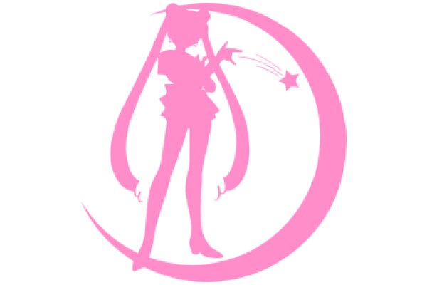 A Pink Silhouette of a Character with a Star and a Moon