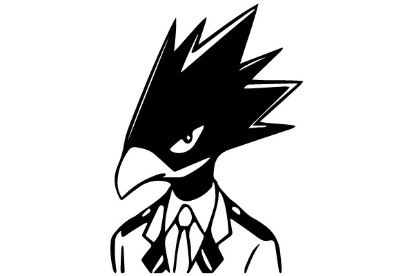 Stylized Illustration of a Bird-Human Hybrid with a Suit and Tie