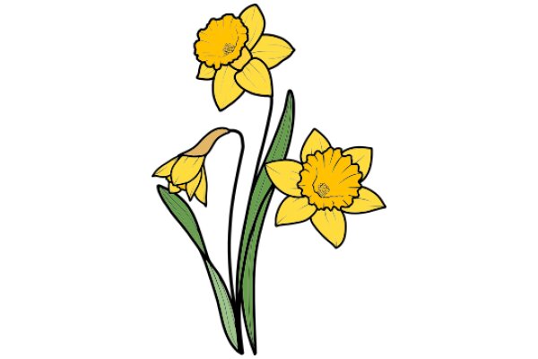 Vibrant Yellow Daffodils with Green Stems