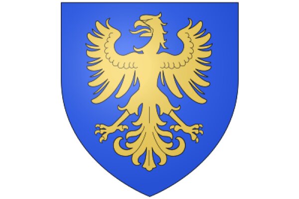 Vivid Blue and Gold Heraldic Shield with a Majestic Eagle Emblem