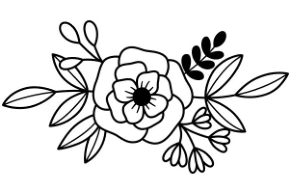 Stylized Floral Design with a Single Flower and Leaves