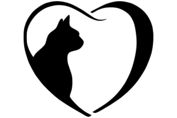 Silhouette of a Cat in a Heart Shape