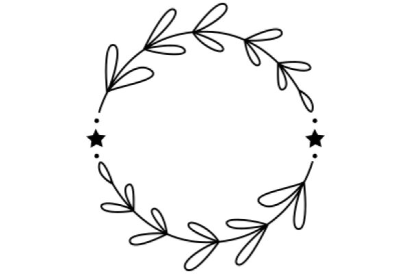 Stylized Floral Wreath with Stars