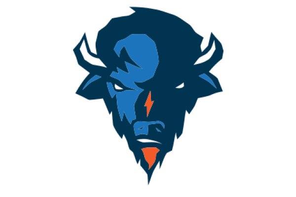 Stylized Bull Logo with Blue and Orange Accents