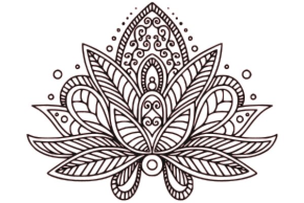 Intricate Floral Design: A Line Art