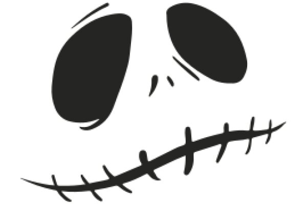 Stylized Drawing of a Skeletal Face with a Stitched Mouth