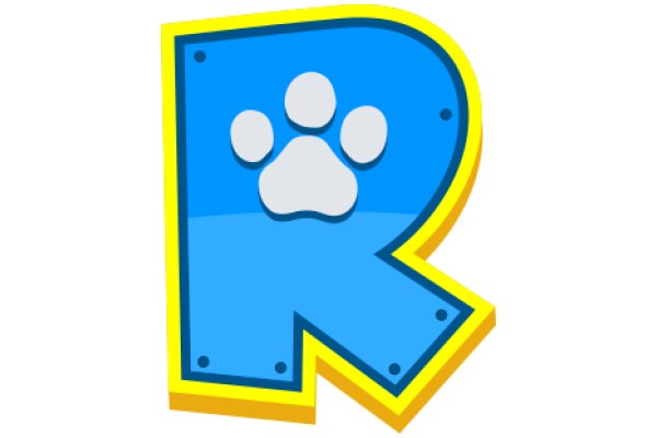 Vibrant Logo: A Playful Take on the Letter 'R' with a Paw Print