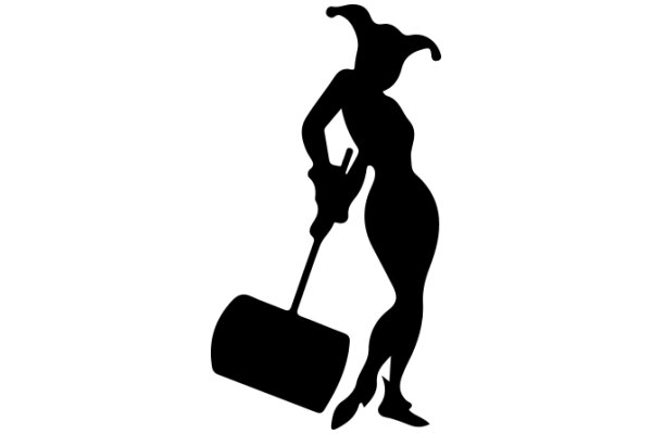 Silhouette of a Joker Character with a Broom