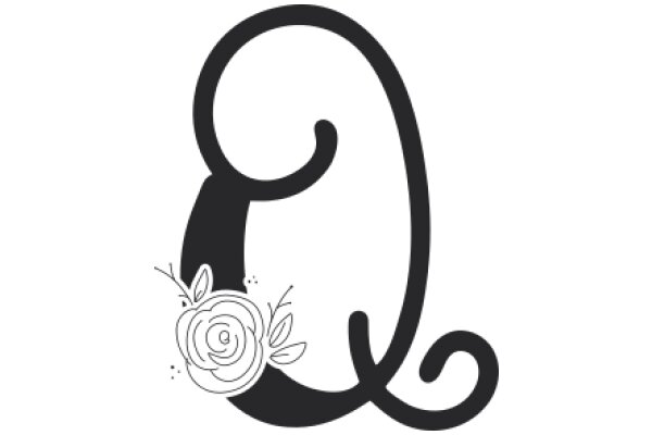 Stylized Logo of a Rose with a Curly Stem