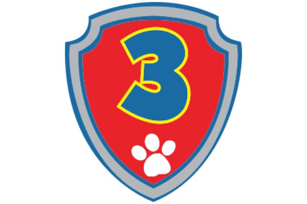 Vibrant Logo with Number 3 and Paw Print