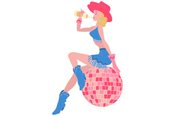 A Stylish Illustration of a Woman Enjoying a Beverage