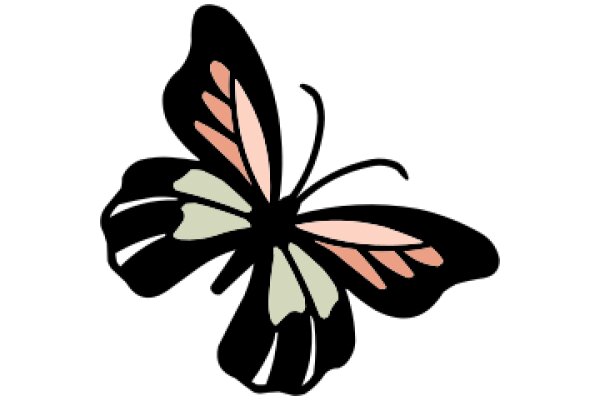 Stylized Butterfly with a Soft Pink Wing