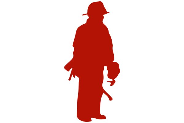 A Silhouette of a Person in a Red Hat, Holding a Bag