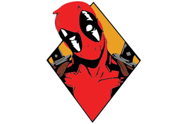 Vibrant Red and Yellow Illustration of Deadpool's Face