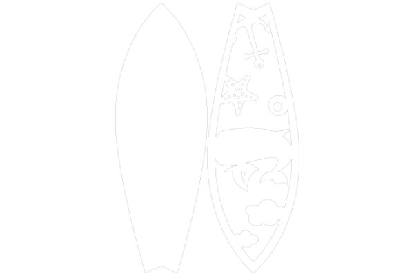 Stylized Surfboard and Shield Design