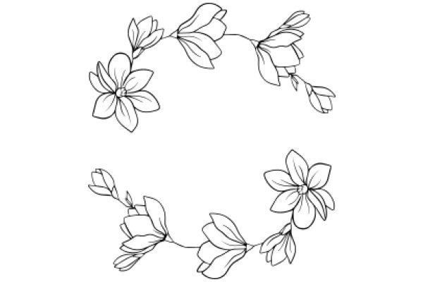 Elegant Line Art of Floral Branches