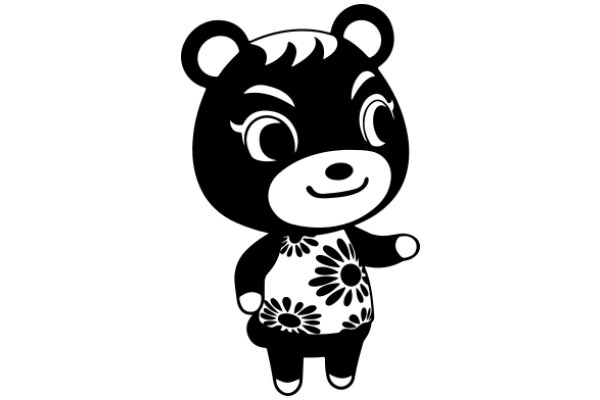 Stylish Cartoon Bear with Flowered Shirt and Smile