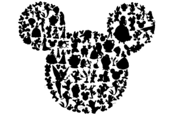 A Silhouette of Mickey Mouse Surrounded by a Variety of Disney Characters