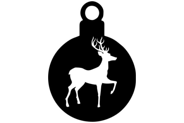 Silhouette of a Deer's Head and Antlers in a Circle