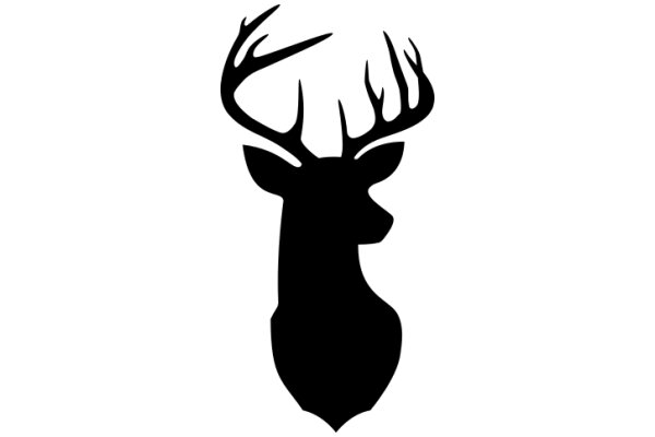 Stylized Black Silhouette of a Deer's Head with Antlers