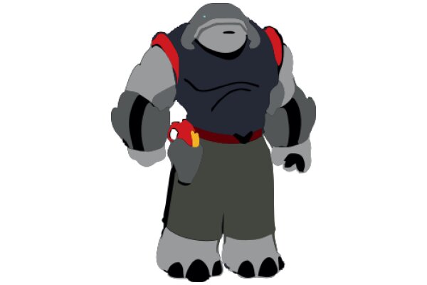 An AI-Drawn Character: A Gray and Red Robot with a Heart-Shaped Symbol