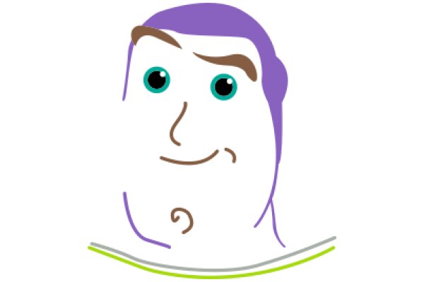 A Friendly AI Avatar with a Purple Head and Blue Eyes