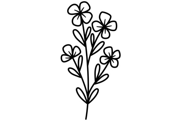 Line Drawing of a Flowering Plant