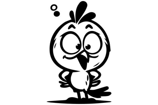 A Whimsical Cartoon Chicken with a Thoughtful Expression