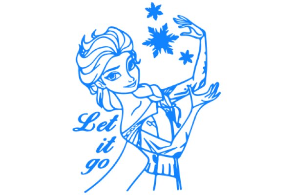 Let It Go: A Blue Line Artwork Featuring a Disney Princess