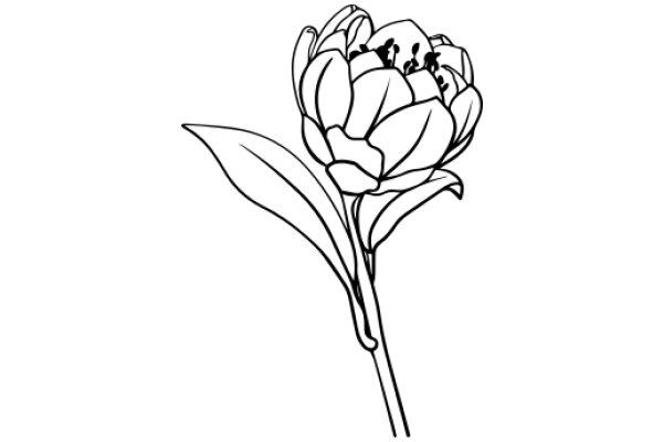 A Line Drawing of a Flower with People on It