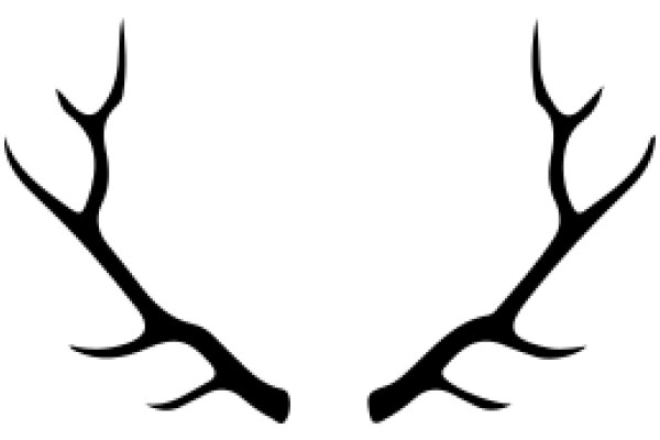 Stylized Black Deer Antlers on a White Background