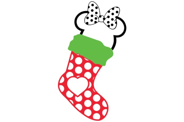 A Festive Christmas Stocking with a Polka Dot Bow and Heart