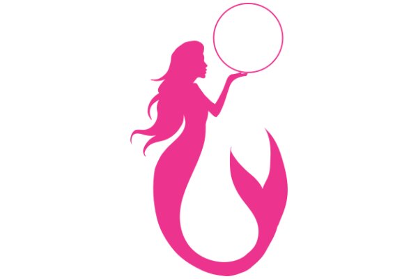 Stylish Pink Mermaid Logo with Tail and Bubble