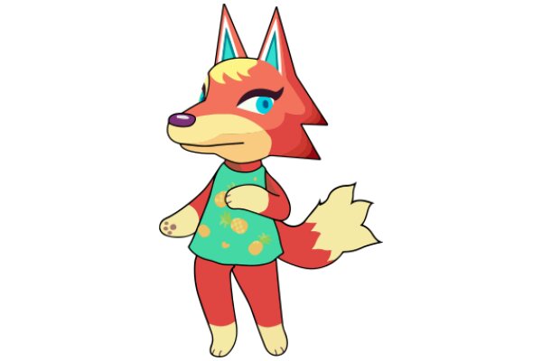 Vividly Colored Cartoon Fox Character